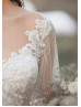 Long Sleeves Ivory Lace Tulle Sweet Wedding Dress